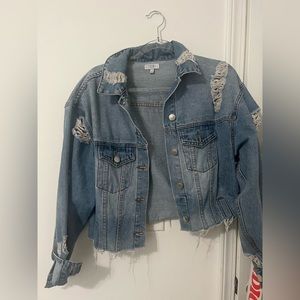cropped distressed denim jacket